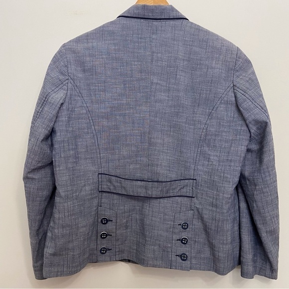 M Collection blazer cotton blend blue vest size 14 denim mix plus size jacket - Picture 3 of 16